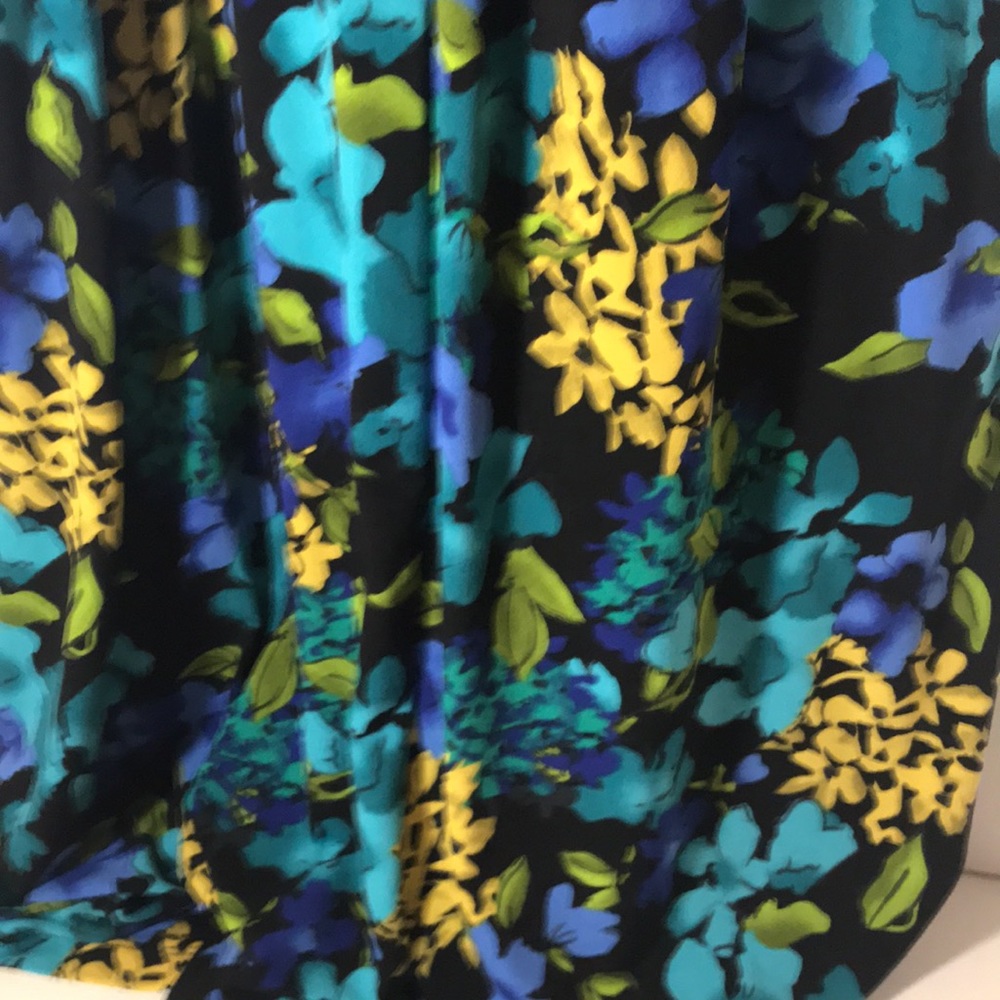 Apt 9 liberty floral dress size L halter stretch  black purple yellow green blue - Picture 7 of 11